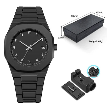 Arabic Aura Black Watch – Minimalist Arabic Numeral Watch for Men